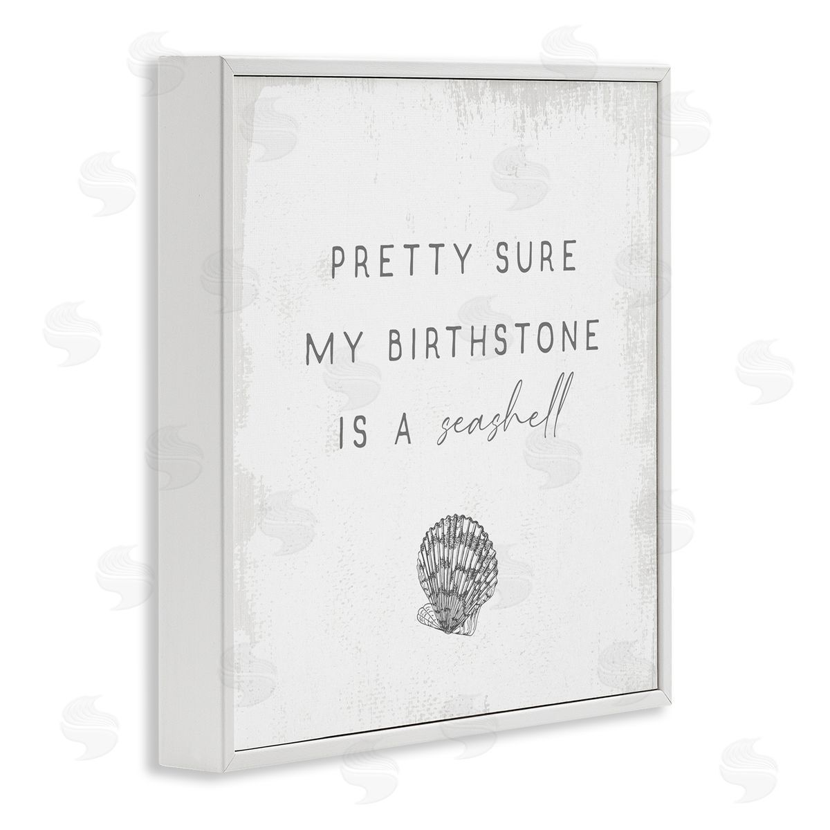 Stupell Studio My Birthstone Is Seashell Vintage Inspirational Saying White Framed Glicee Wall Art Print