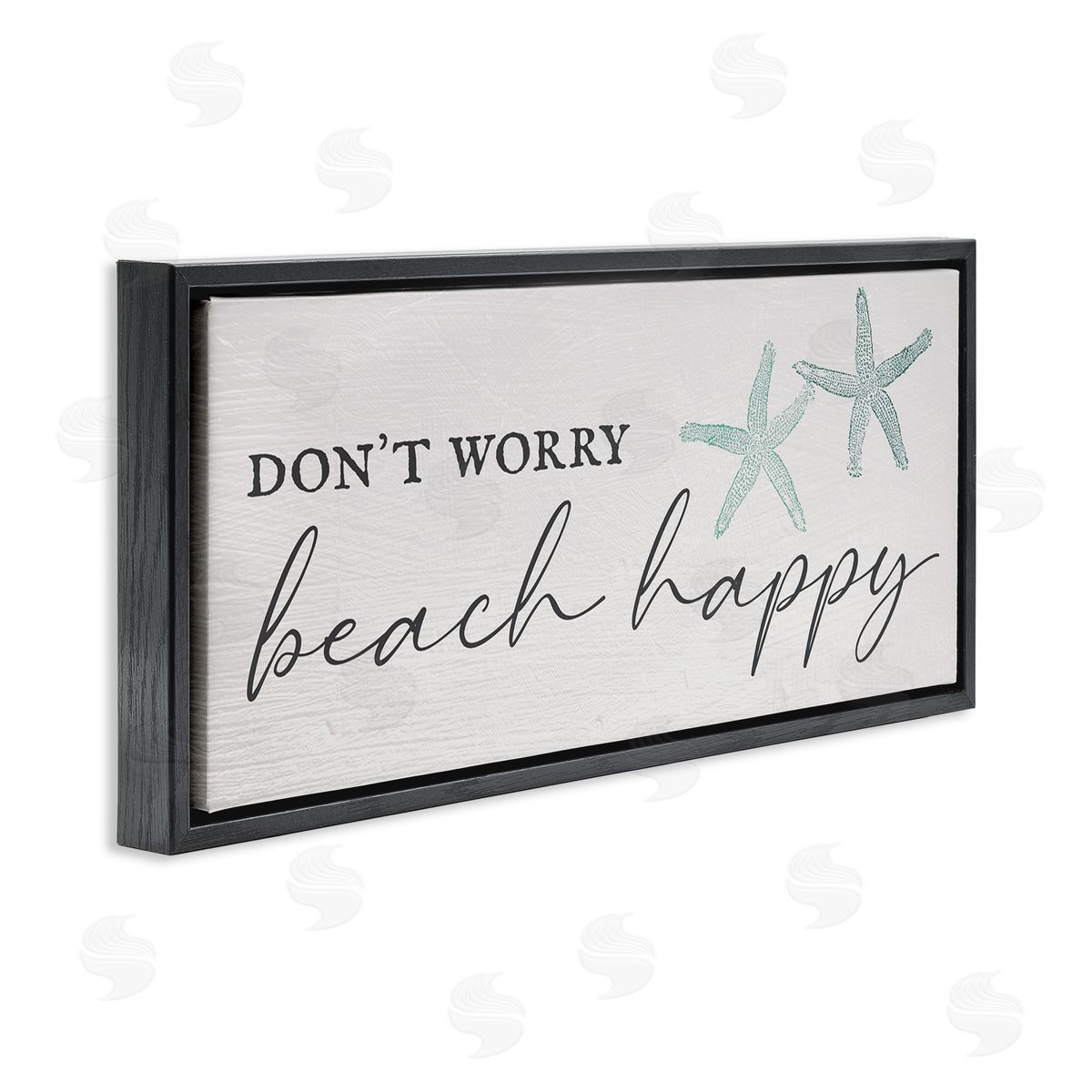 Don't Worry Beach Happy Black Floating Frame Canvas Wall Art, Home Decor by Stupell Studio
