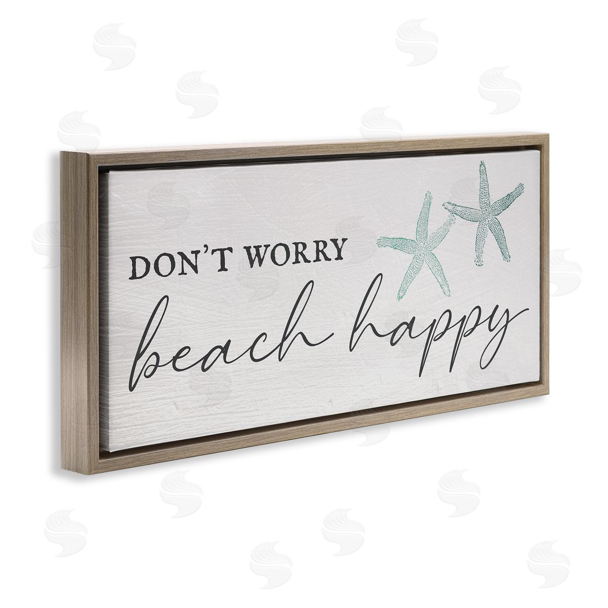 Don't Worry Beach Happy Brown Floating Frame Canvas Wall Art, Home Decor by Stupell Studio