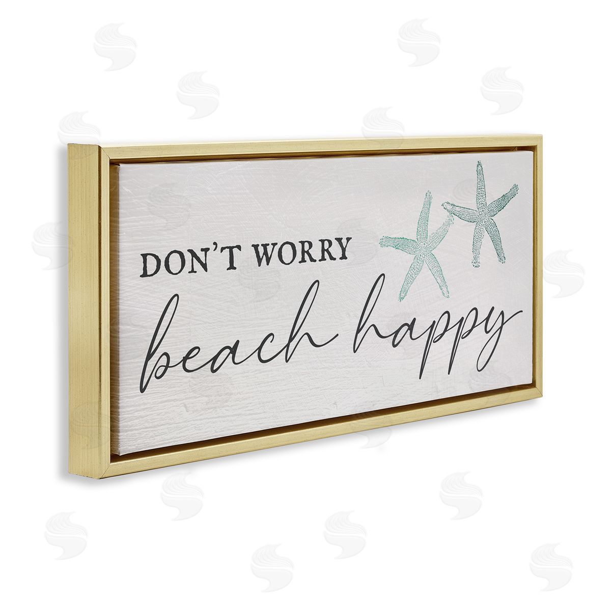 Don't Worry Beach Happy Gold Floating Frame Canvas Wall Art, Home Decor by Stupell Studio
