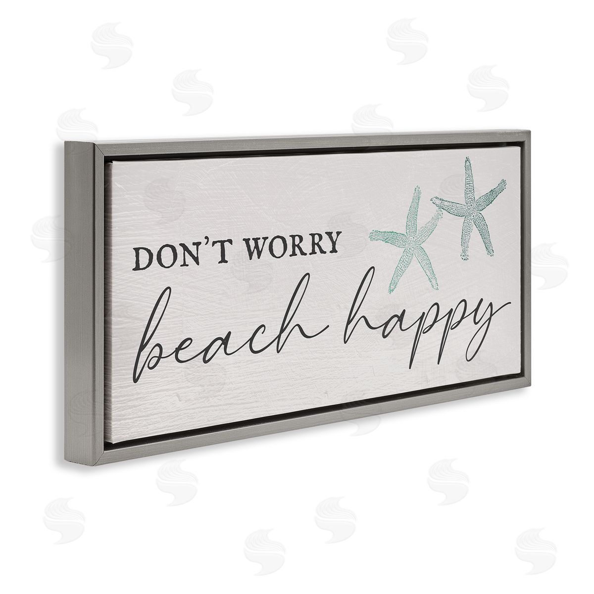 Don't Worry Beach Happy Grey Floating Frame Canvas Wall Art, Home Decor by Stupell Studio