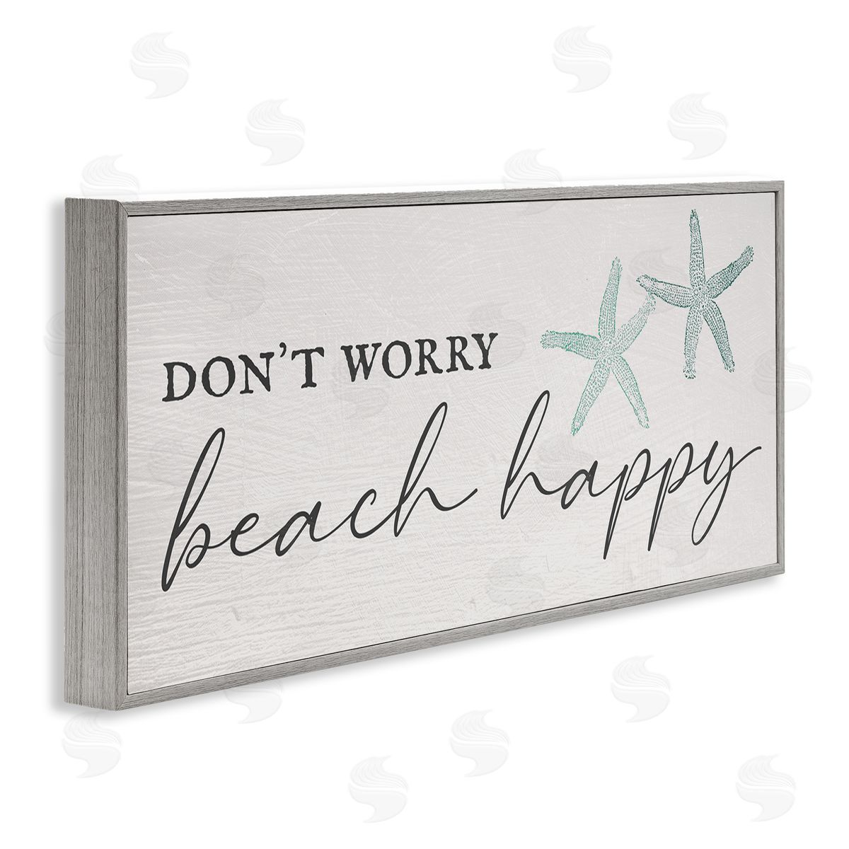 Don't Worry Beach Happy Grey Frame Print Wall Art, Home Decor by Stupell Studio