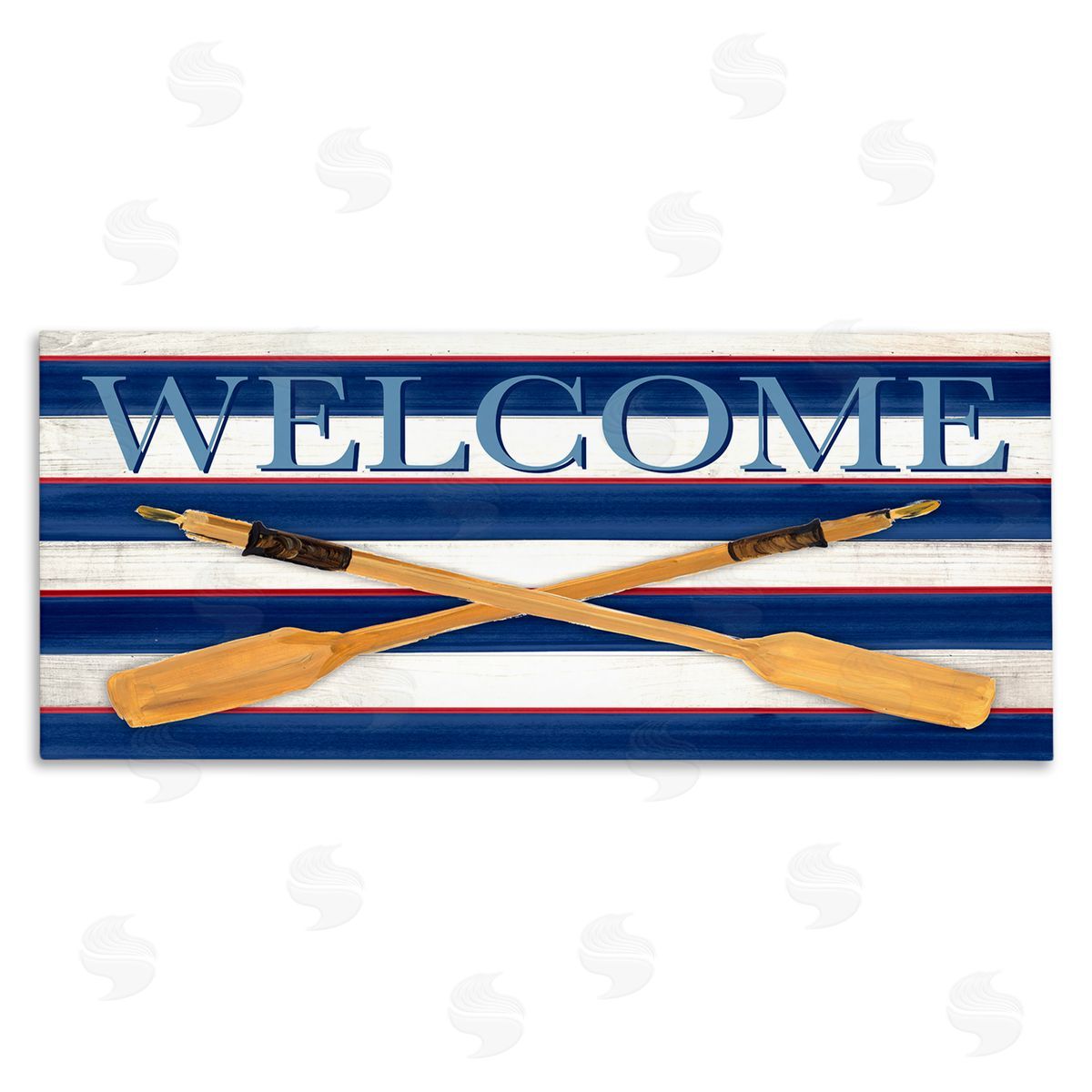 Julie DeRice Welcome Oars Symbol Water Waves Patterned Sign