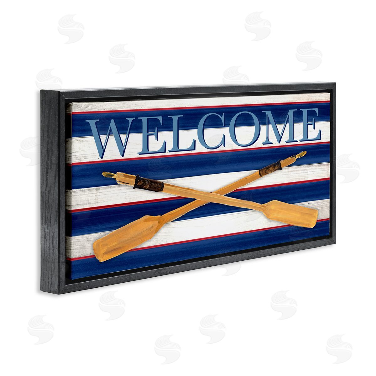 Julie DeRice Welcome Oars Symbol Water Waves Patterned Sign
