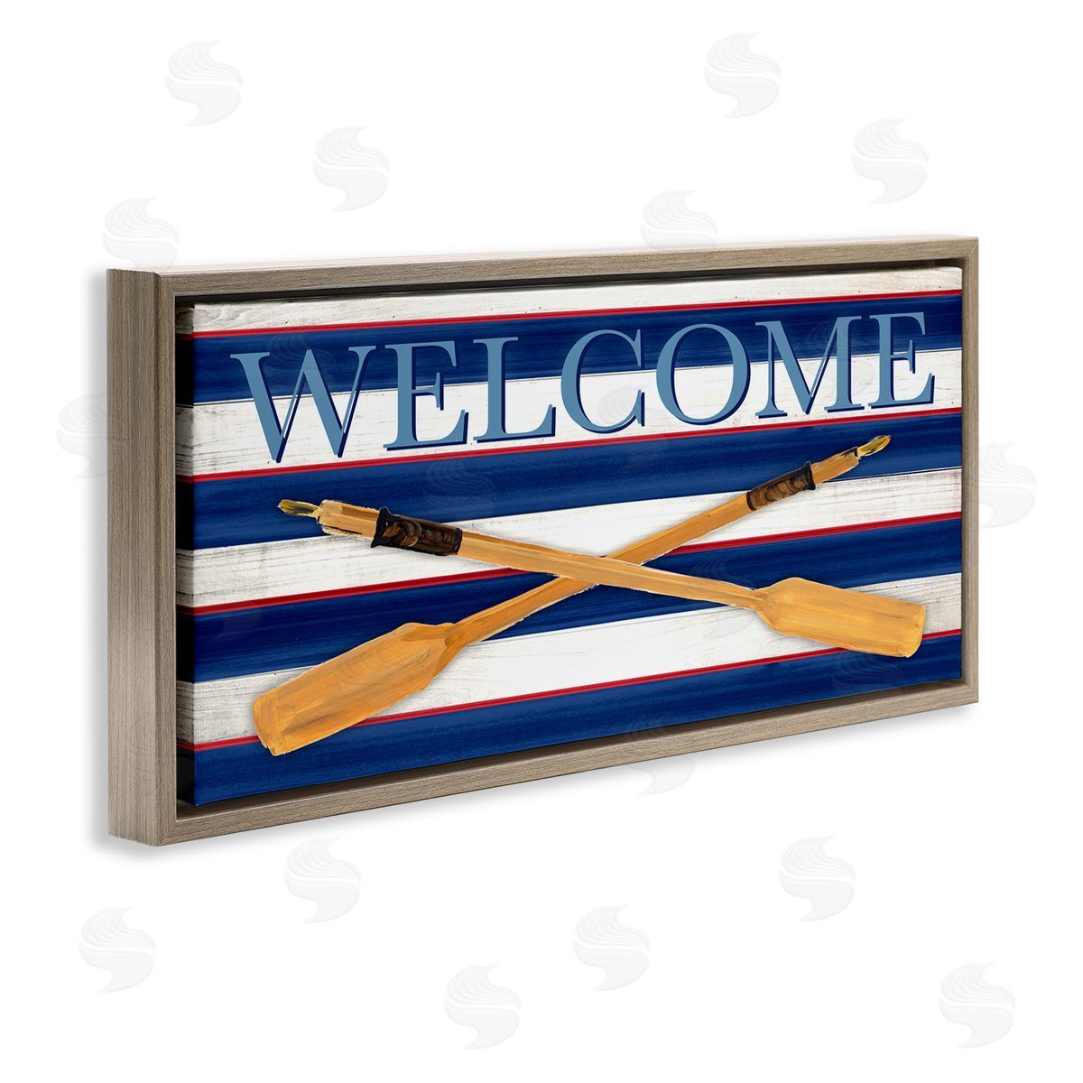Julie DeRice Welcome Oars Symbol Water Waves Patterned Sign
