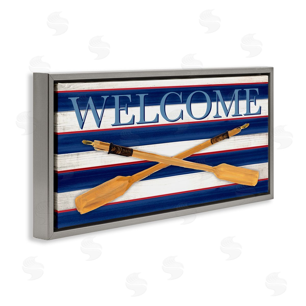 Julie DeRice Welcome Oars Symbol Water Waves Patterned Sign