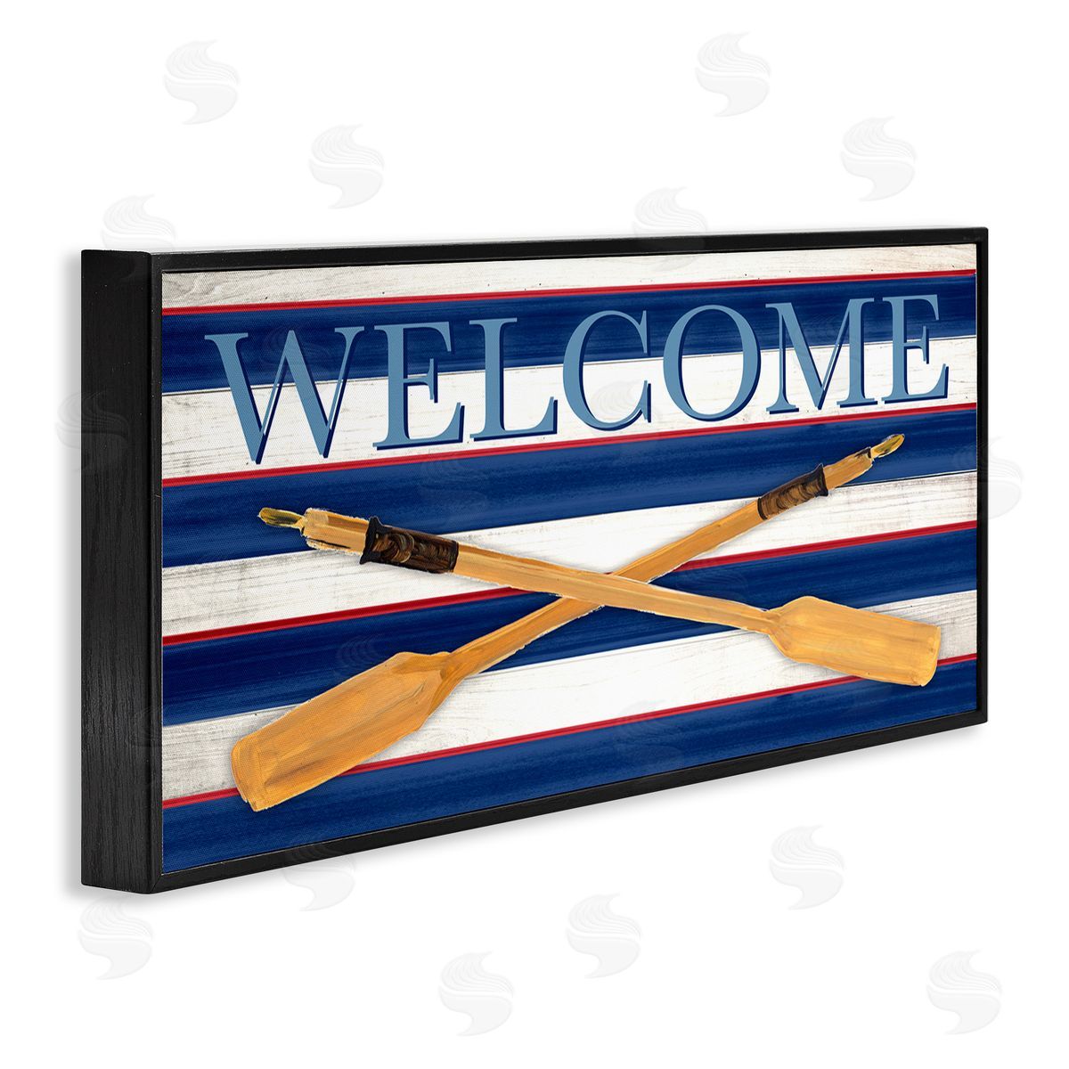Julie DeRice Welcome Oars Symbol Water Waves Patterned Sign