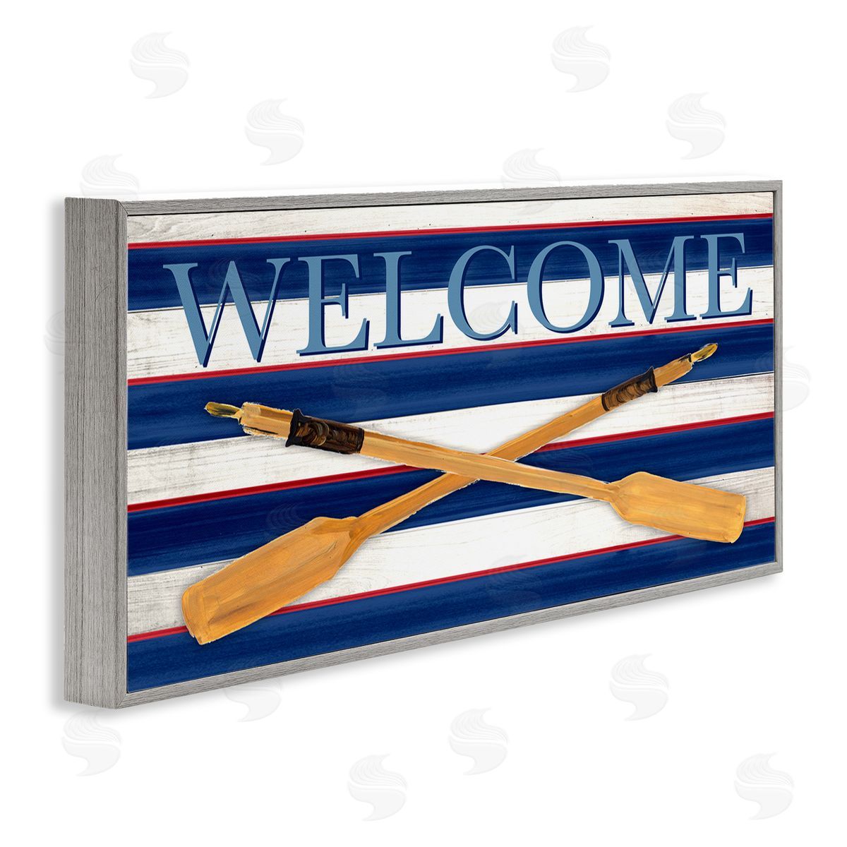 Julie DeRice Welcome Oars Symbol Water Waves Patterned Sign
