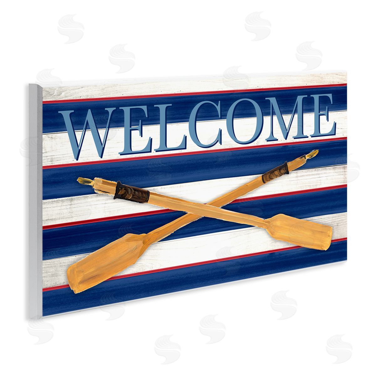 Julie DeRice Welcome Oars Symbol Water Waves Patterned Sign