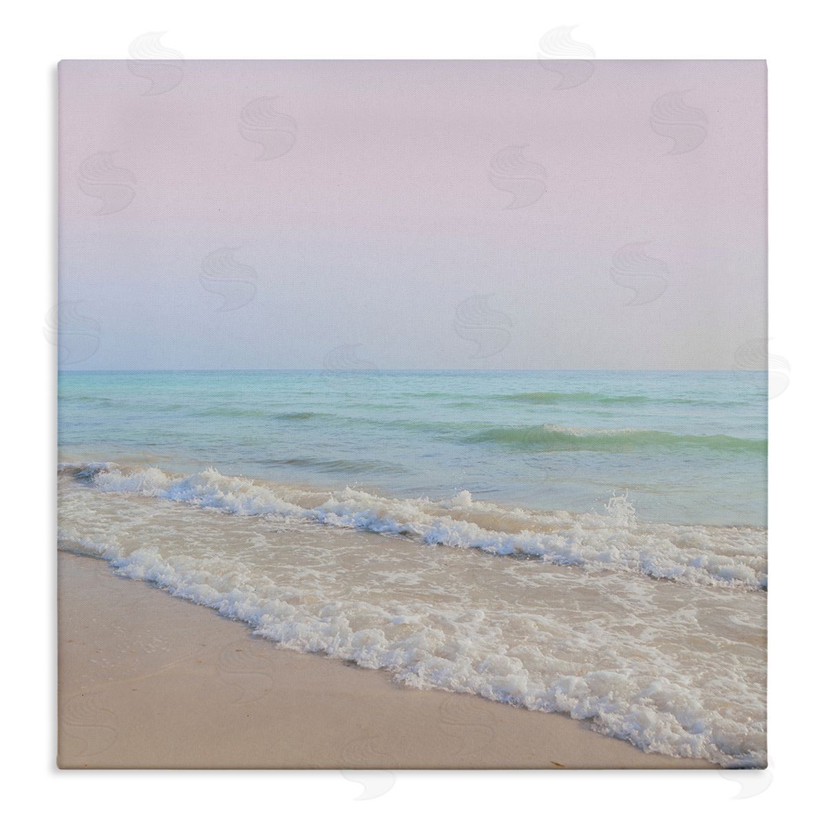 Dan Meneely Aesthetic Beach Pastel Foamy Waves Pink Skies  Stretched Canvas Wall Art Print