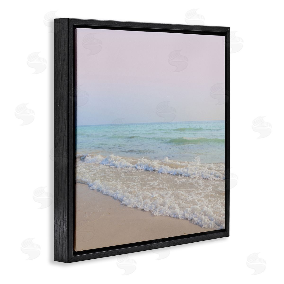 Dan Meneely Aesthetic Beach Pastel Foamy Waves Pink Skies  Black Floating Frame Canvas Wall Art Print