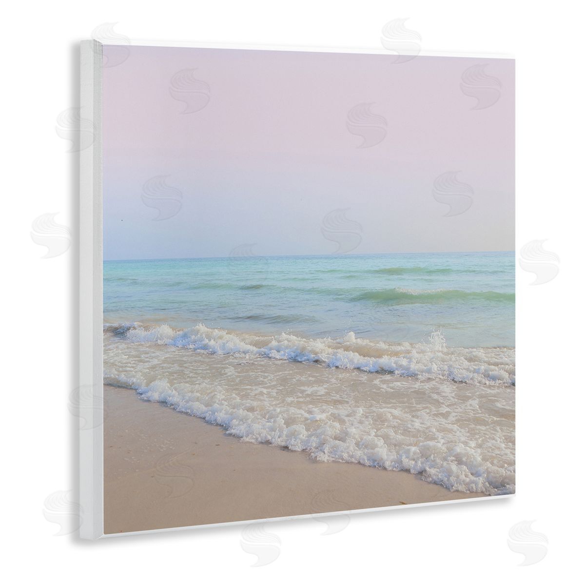 Dan Meneely Aesthetic Beach Pastel Foamy Waves Pink Skies  Wooden Wall Plaque Art Print