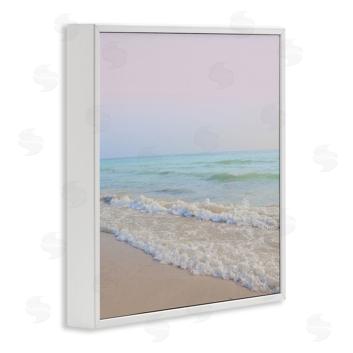 Dan Meneely Aesthetic Beach Pastel Foamy Waves Pink Skies  White Framed Glicee Wall Art Print