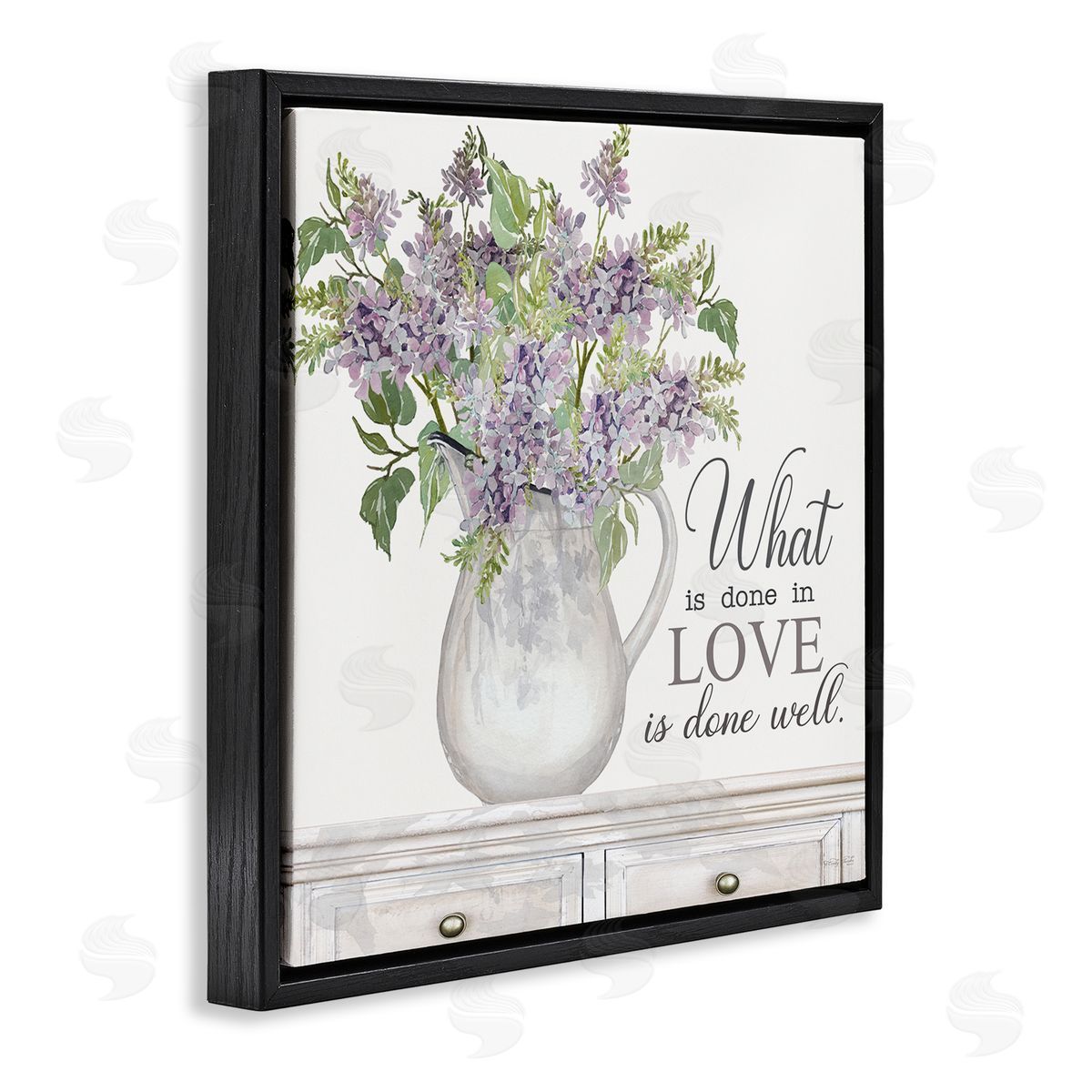 Cindy Jacobs Do with Love Lilies Water Jug Traditional Furniture   Black Floating Frame Canvas Wall Art Print
