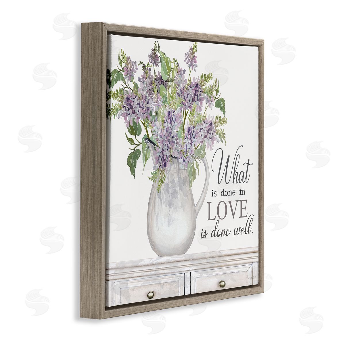 Cindy Jacobs Do with Love Lilies Water Jug Traditional Furniture   Brown Floating Frame Canvas Wall Art Print