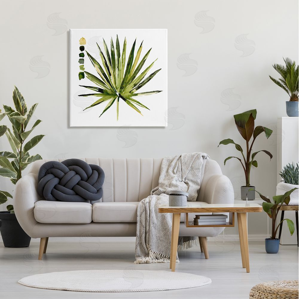 Jennifer Paxton Parker Succulent Aloe Plant Spiky Leaves Abstract Paint Scale Canvas Wall Art in Room