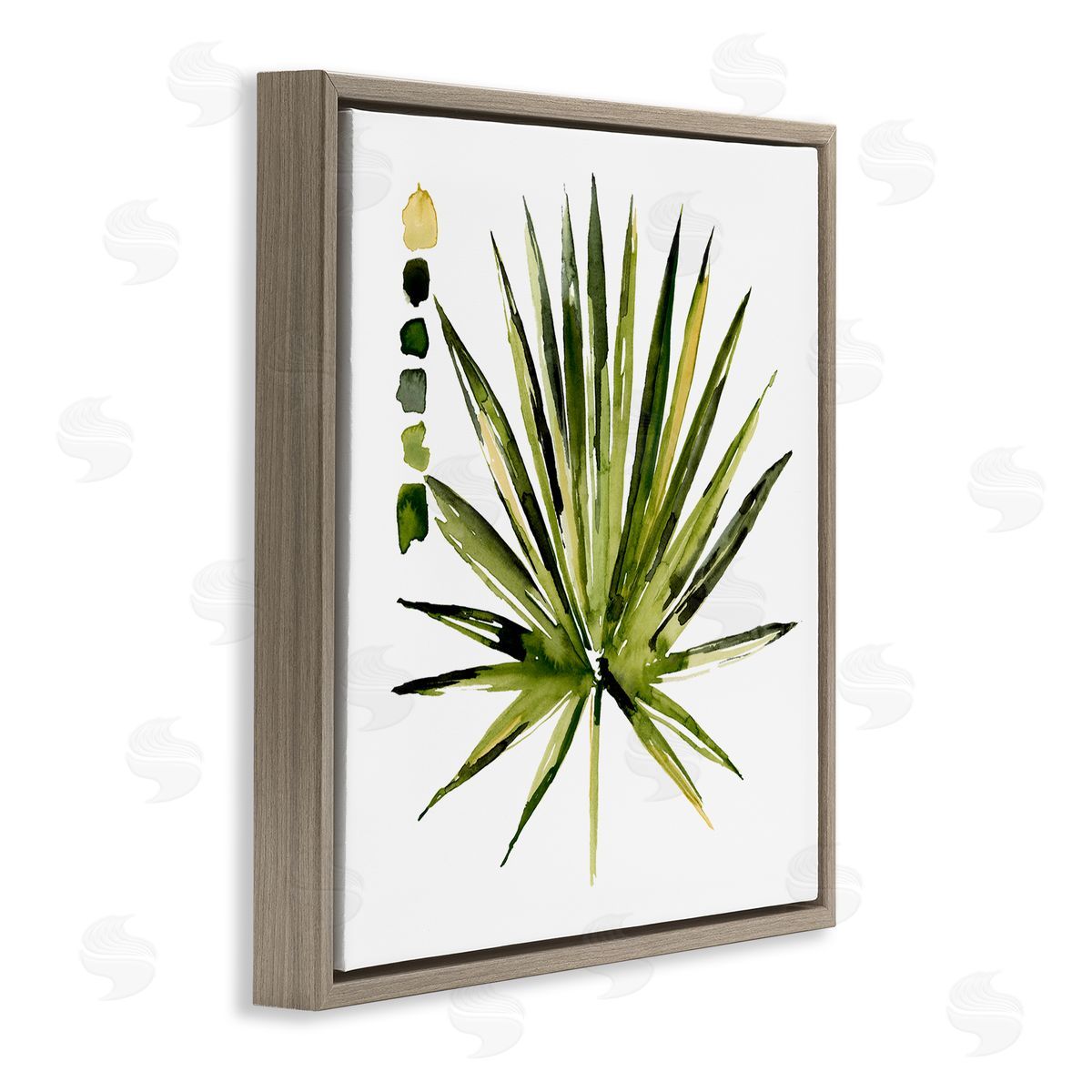 Jennifer Paxton Parker Succulent Aloe Plant Spiky Leaves Abstract Paint Scale Brown Floating Frame Canvas Wall Art Print