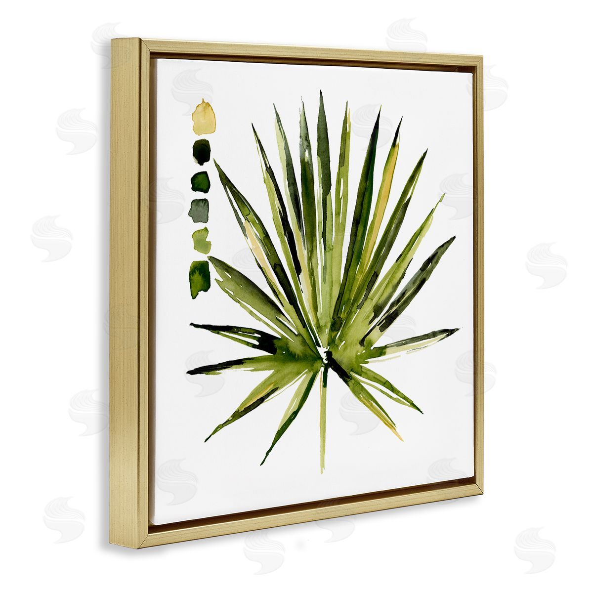 Jennifer Paxton Parker Succulent Aloe Plant Spiky Leaves Abstract Paint Scale Gold Floating Frame Canvas Wall Art Print