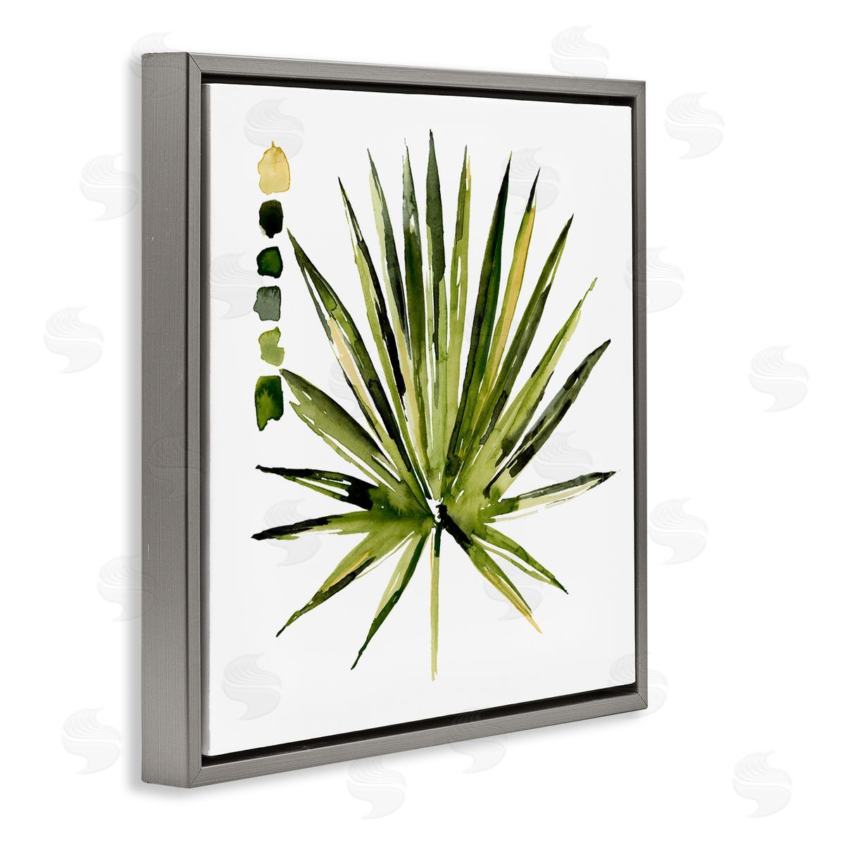 Jennifer Paxton Parker Succulent Aloe Plant Spiky Leaves Abstract Paint Scale Gray Floating Frame Canvas Wall Art Print