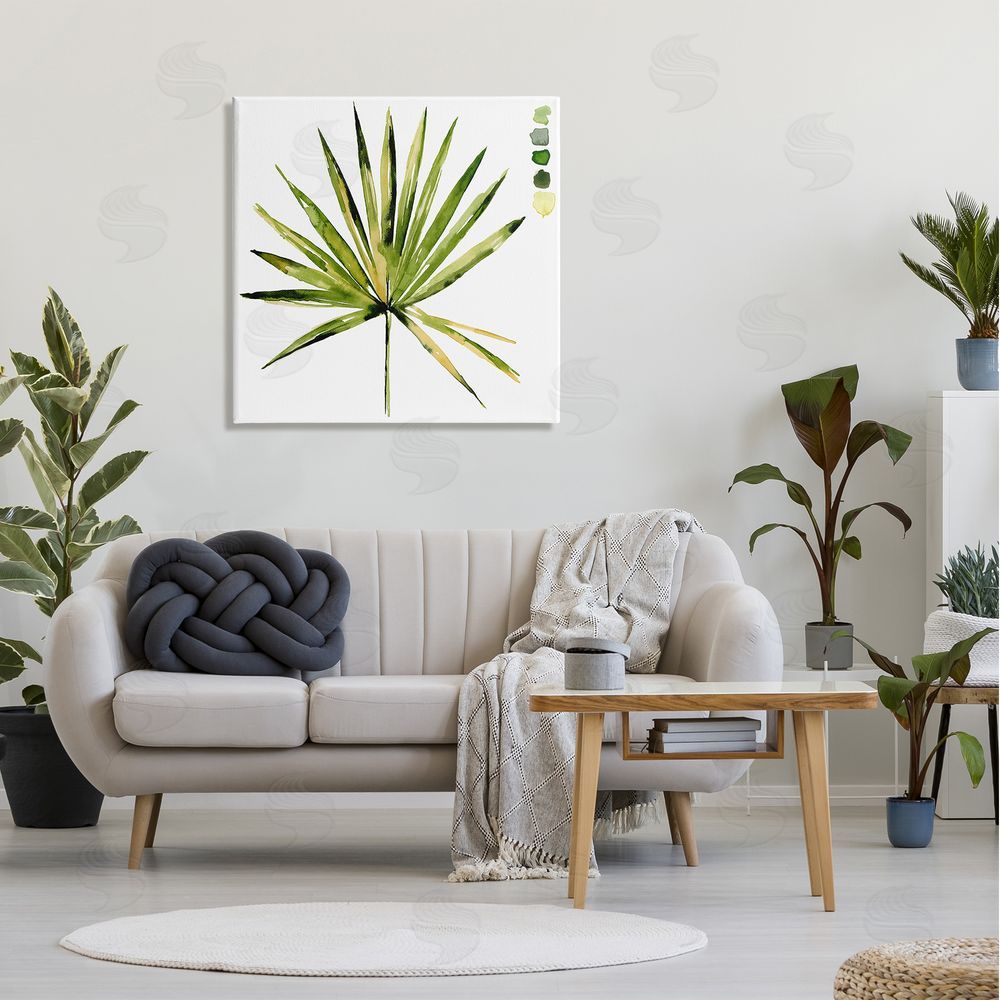 Jennifer Paxton Parker Fan Palm Foliage Tropical Plant Green Palate Painting Canvas Wall Art in Room