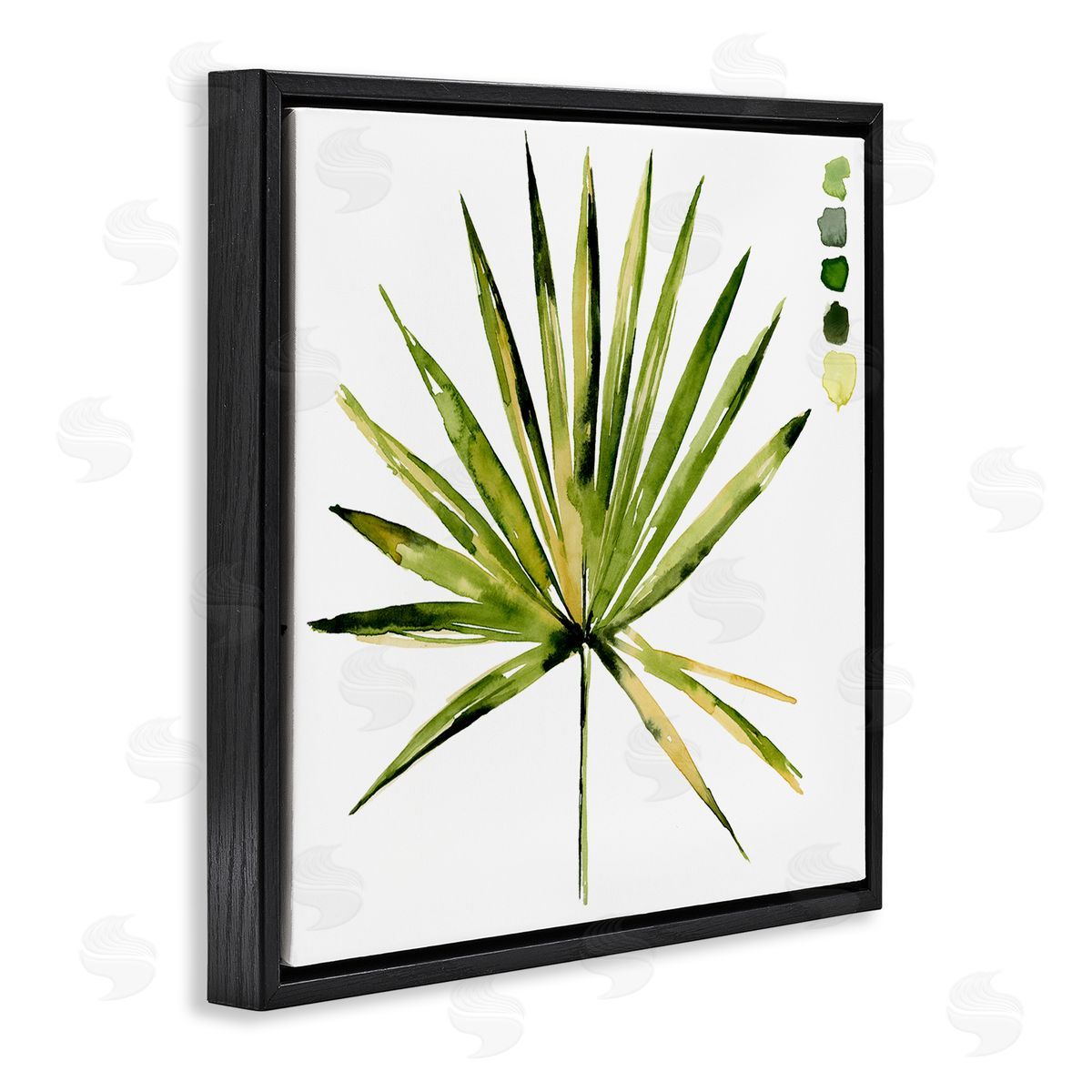Jennifer Paxton Parker Fan Palm Foliage Tropical Plant Green Palate Painting Black Floating Frame Canvas Wall Art Print