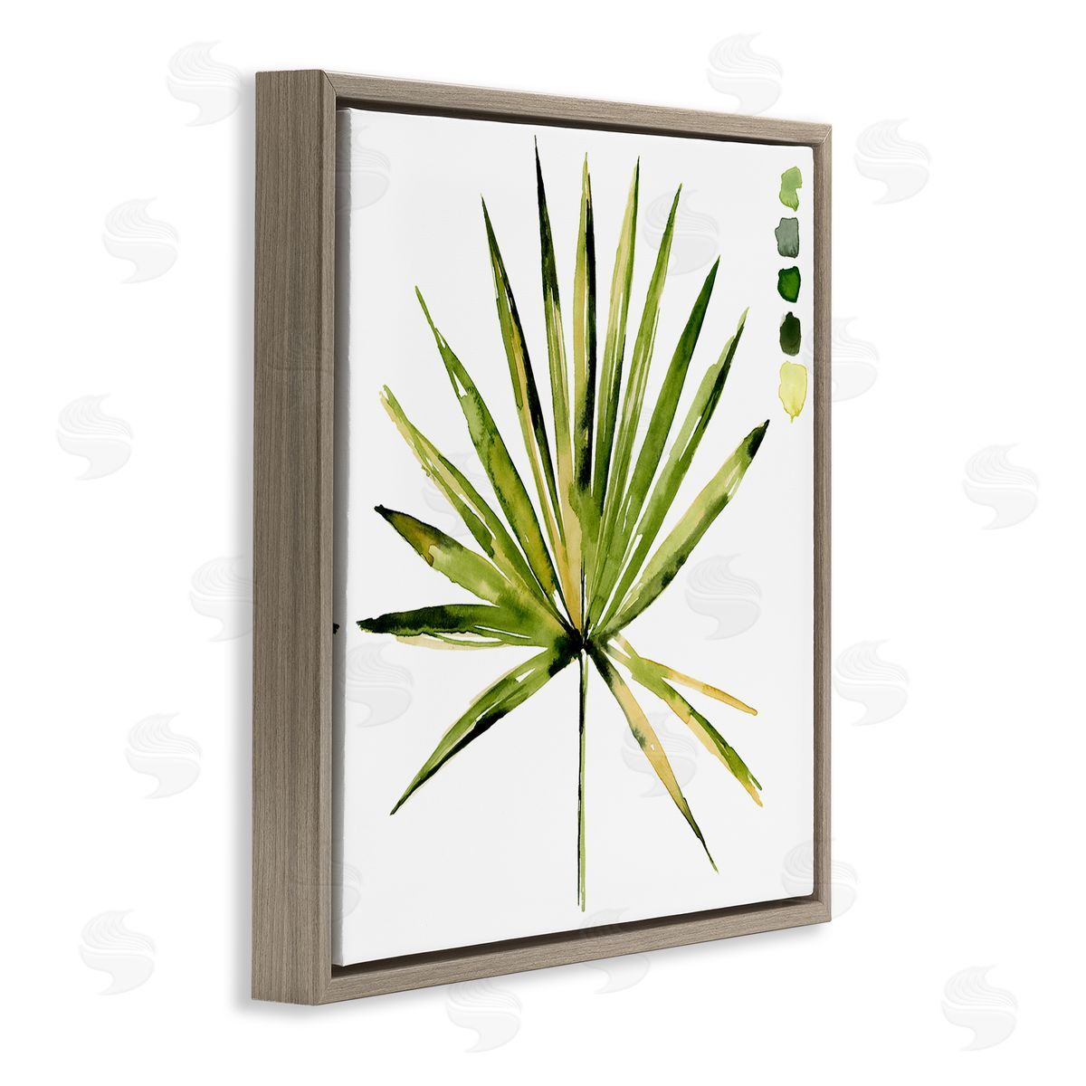 Jennifer Paxton Parker Fan Palm Foliage Tropical Plant Green Palate Painting Brown Floating Frame Canvas Wall Art Print