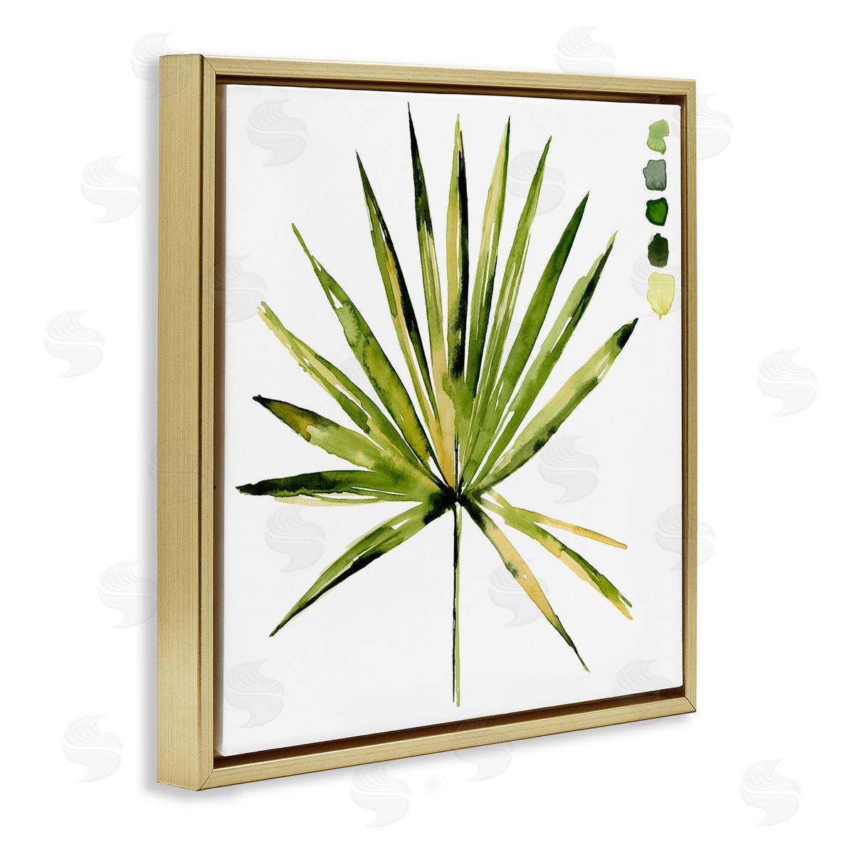 Jennifer Paxton Parker Fan Palm Foliage Tropical Plant Green Palate Painting Gold Floating Frame Canvas Wall Art Print
