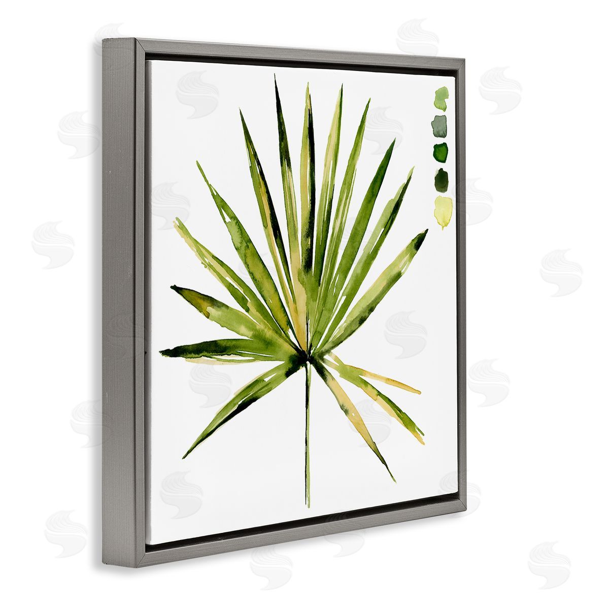 Jennifer Paxton Parker Fan Palm Foliage Tropical Plant Green Palate Painting Gray Floating Frame Canvas Wall Art Print