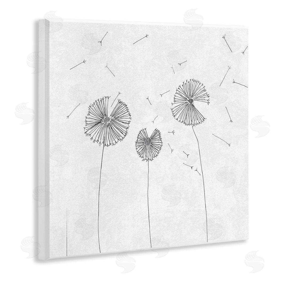 Cloverfield & Co. Dandelion Florals Flying Seeds Flower Line Art Drawing Wooden Wall Plaque Art Print
