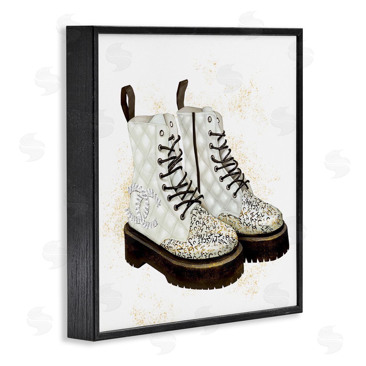 Ziwei Li Fancy Boots Sparkling Fashion Shoes Deluxe Pattern Black Framed Glicee Wall Art Print
