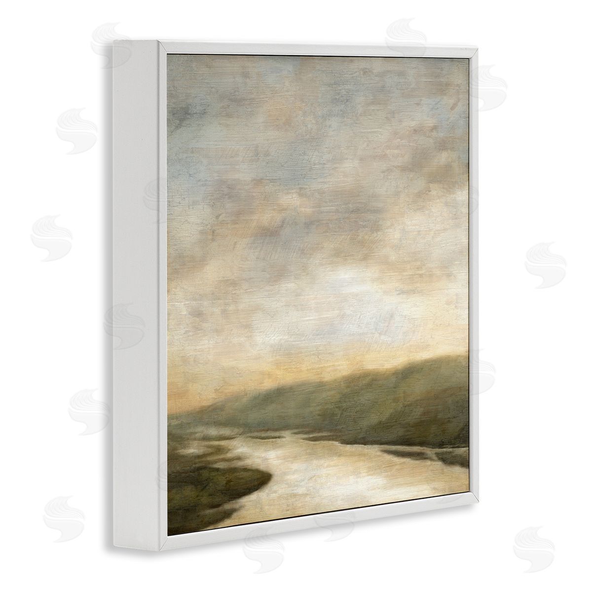 Suzanne Nicoll Serene Rural Shallow River Rainy Atmosphere Impressionist Painting White Framed Glicee Wall Art Print