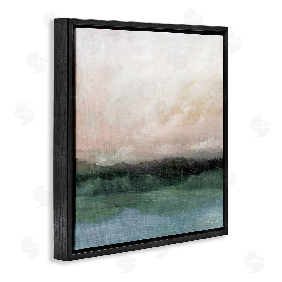 Stellar Design Studio Rocky Sea Scenic View Impressionist Sublime Cloudy Skies Black Floating Frame Canvas Wall Art Print
