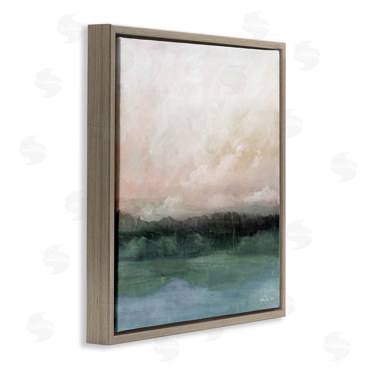 Stellar Design Studio Rocky Sea Scenic View Impressionist Sublime Cloudy Skies Brown Floating Frame Canvas Wall Art Print