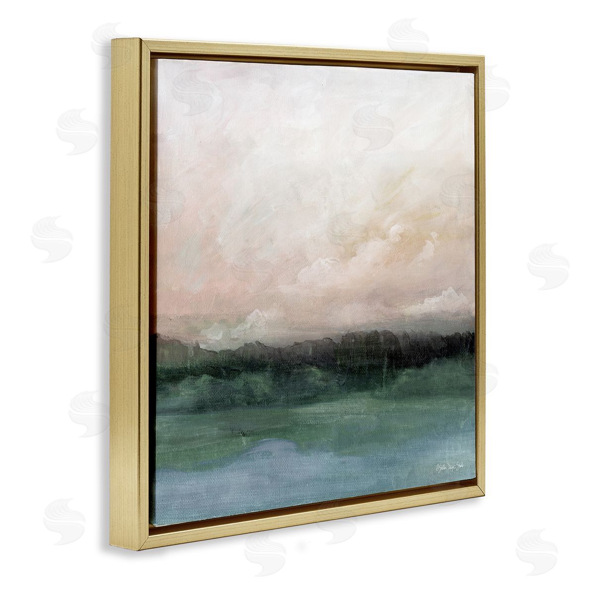 Stellar Design Studio Rocky Sea Scenic View Impressionist Sublime Cloudy Skies Gold Floating Frame Canvas Wall Art Print