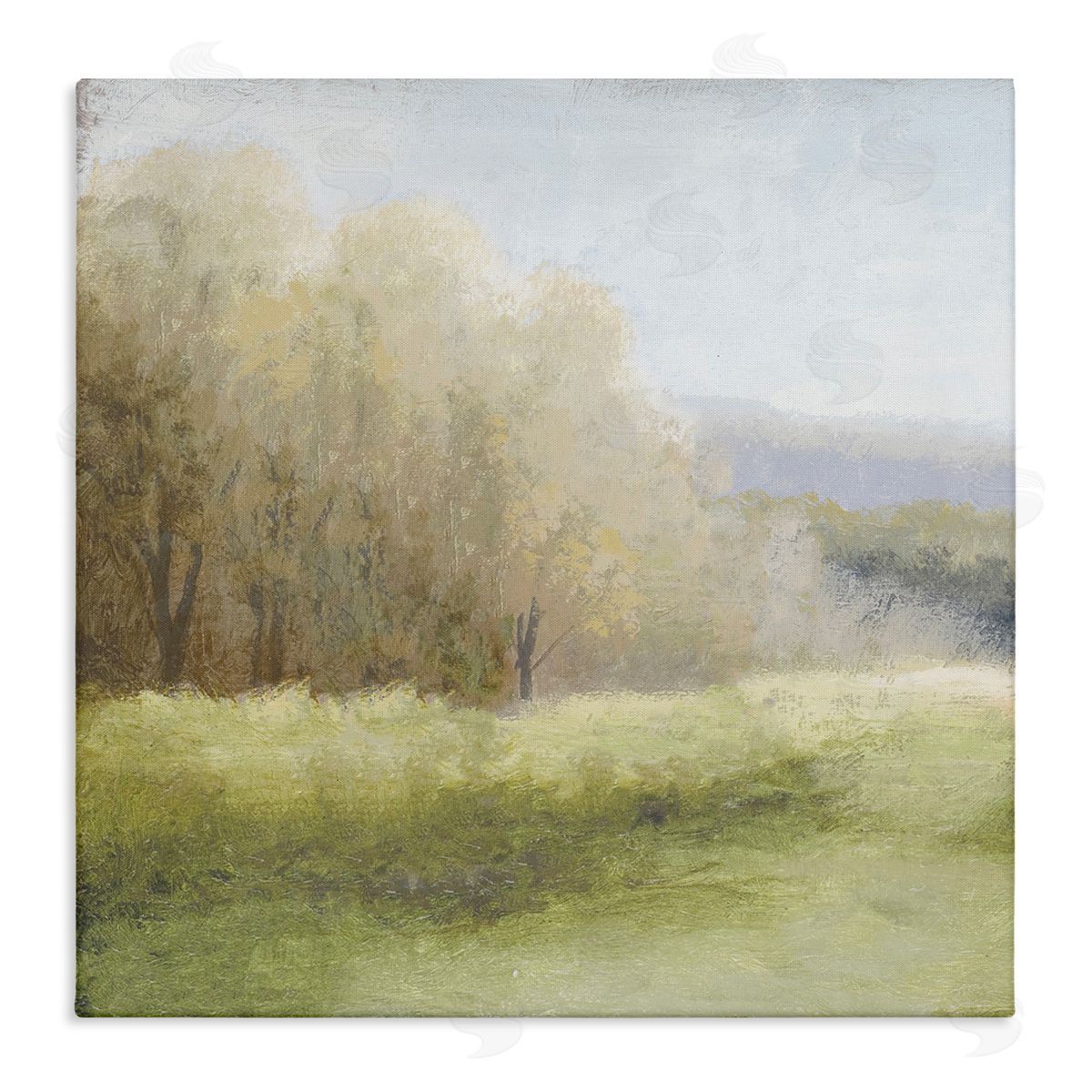 Michael Marcon Misty Trees Peaceful Countryside Soft Brush Impressionist Painting Stretched Canvas Wall Art Print
