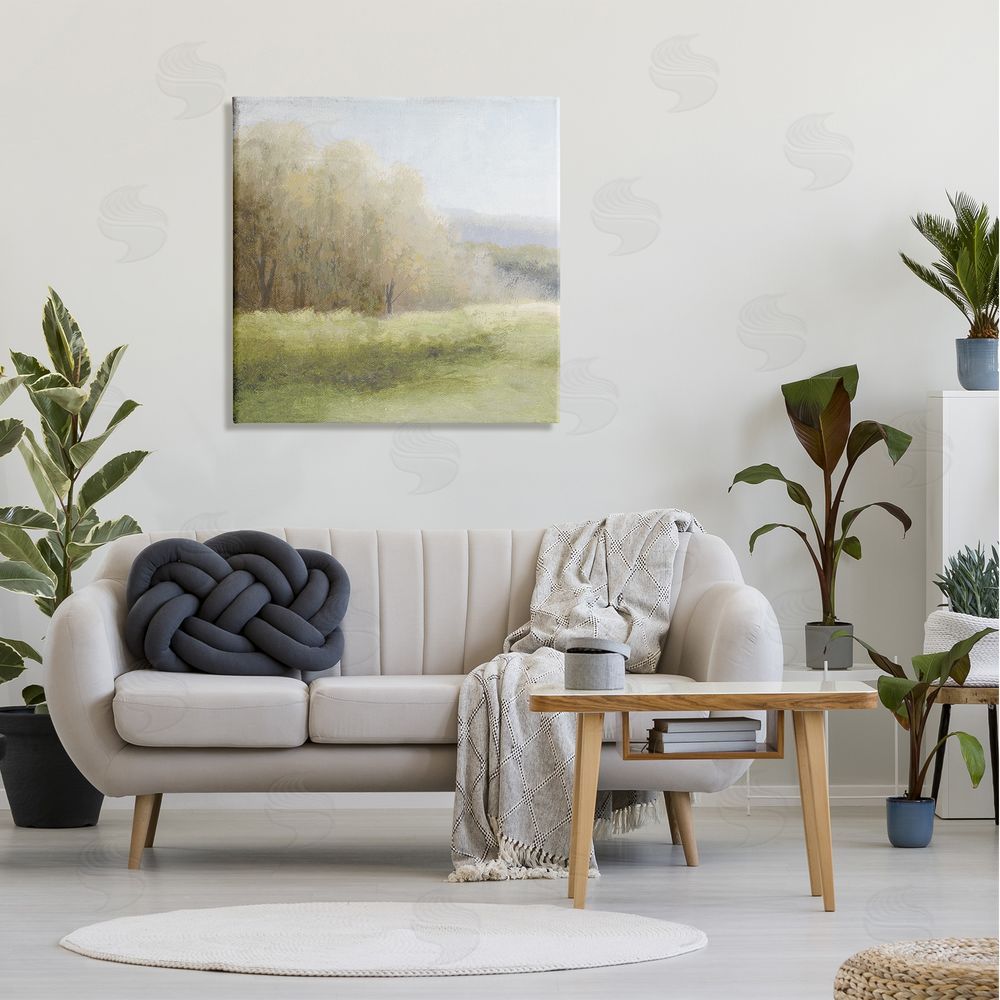 Michael Marcon Misty Trees Peaceful Countryside Soft Brush Impressionist Painting Canvas Wall Art in Room