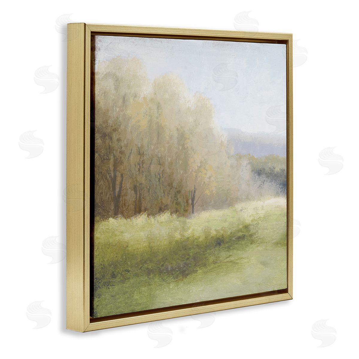 Michael Marcon Misty Trees Peaceful Countryside Soft Brush Impressionist Painting Gold Floating Frame Canvas Wall Art Print