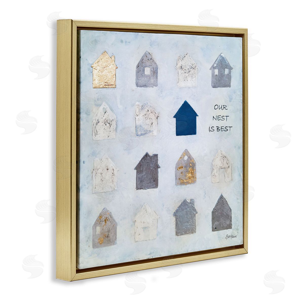 Britt Hallowell Our Nest is Best Farm House Icon Chart Gold Floating Frame Canvas Wall Art Print
