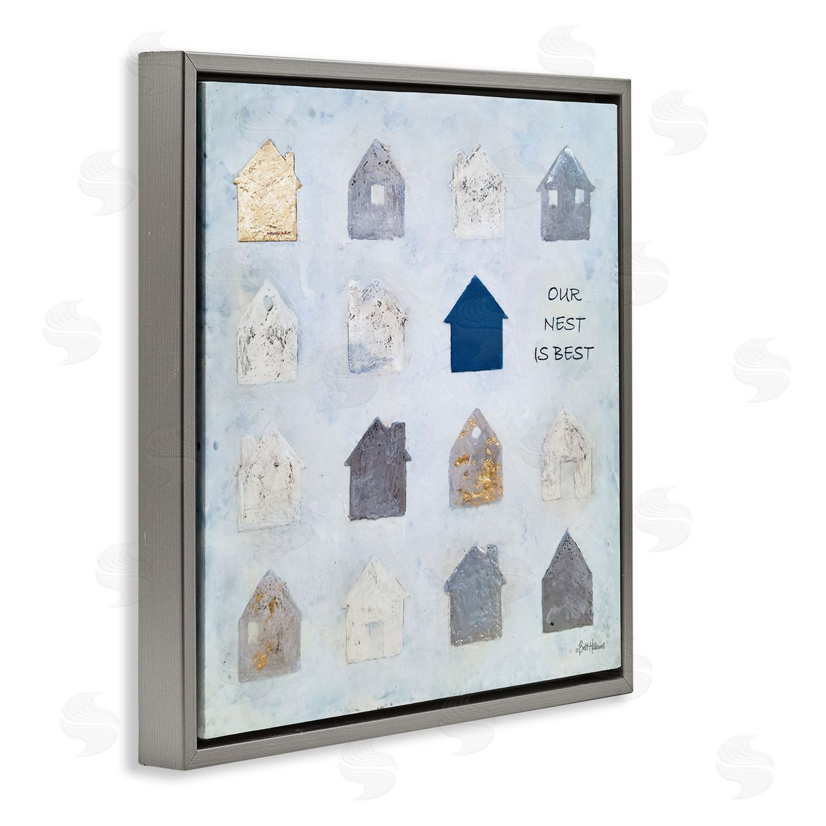 Britt Hallowell Our Nest is Best Farm House Icon Chart Gray Floating Frame Canvas Wall Art Print