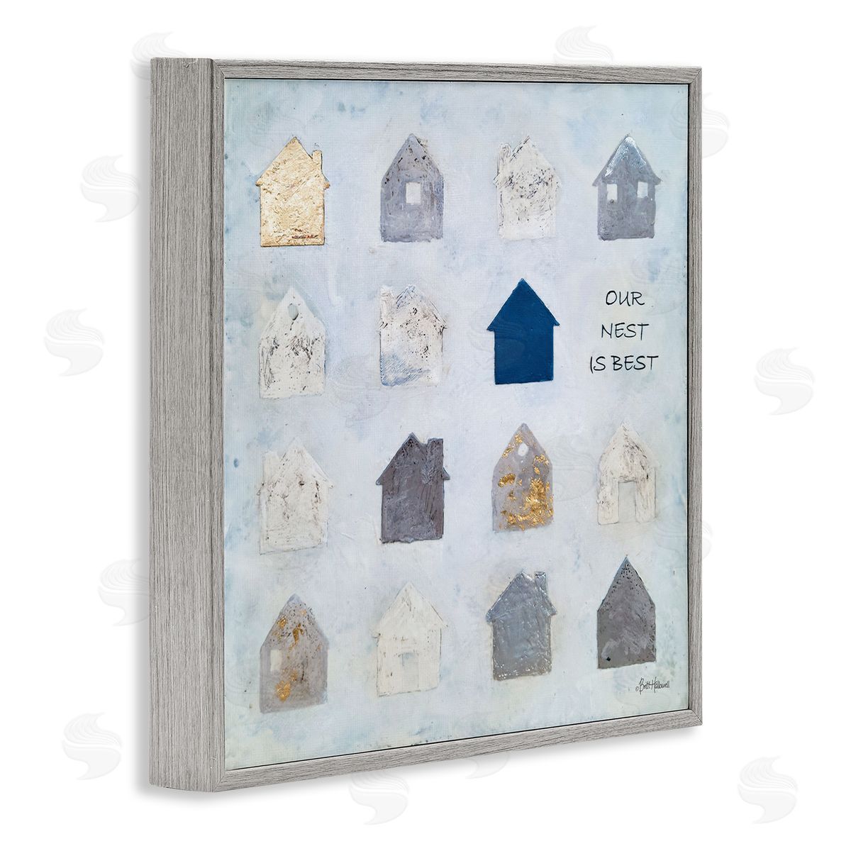Britt Hallowell Our Nest is Best Farm House Icon Chart Gray Framed Glicee Wall Art Print