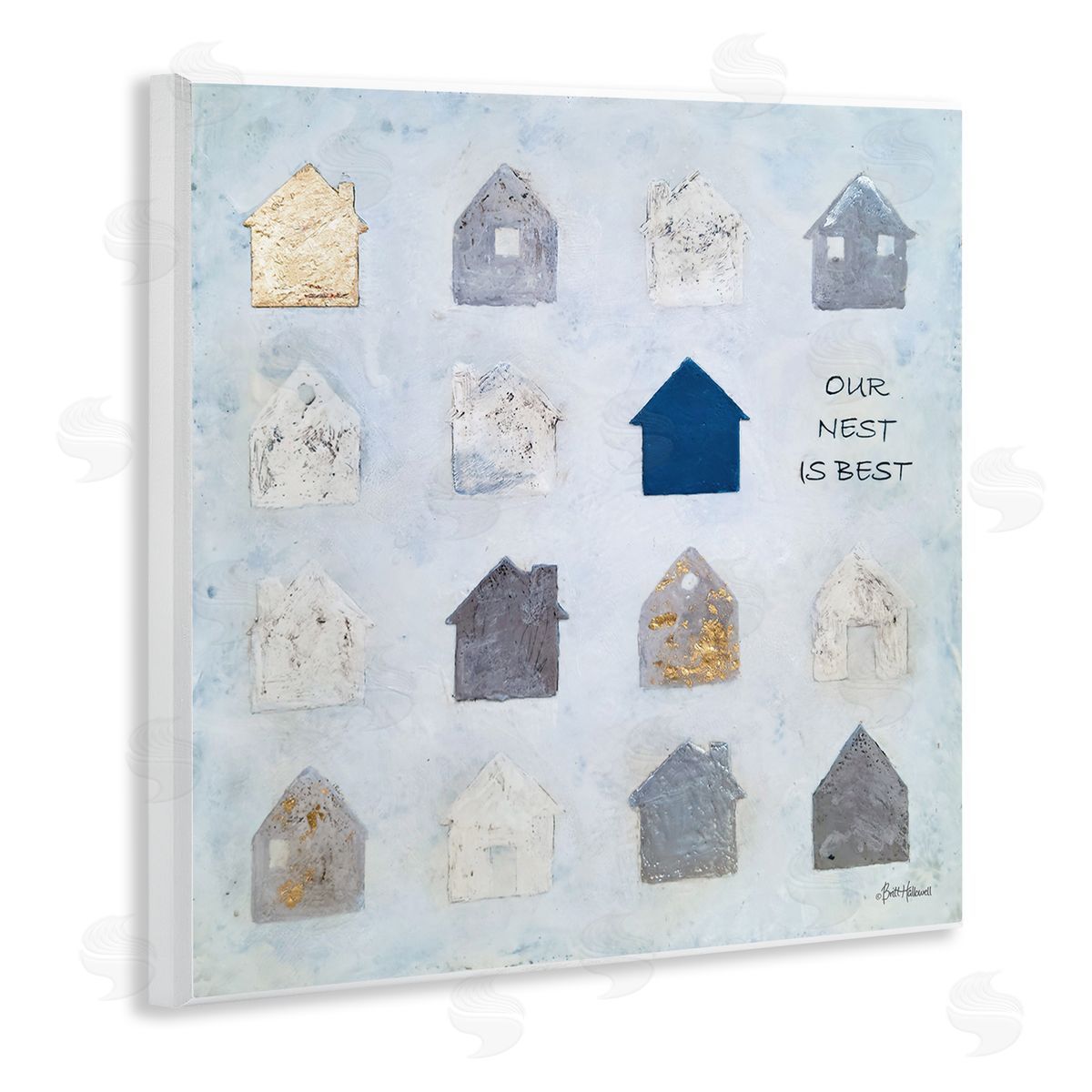 Britt Hallowell Our Nest is Best Farm House Icon Chart Wooden Wall Plaque Art Print