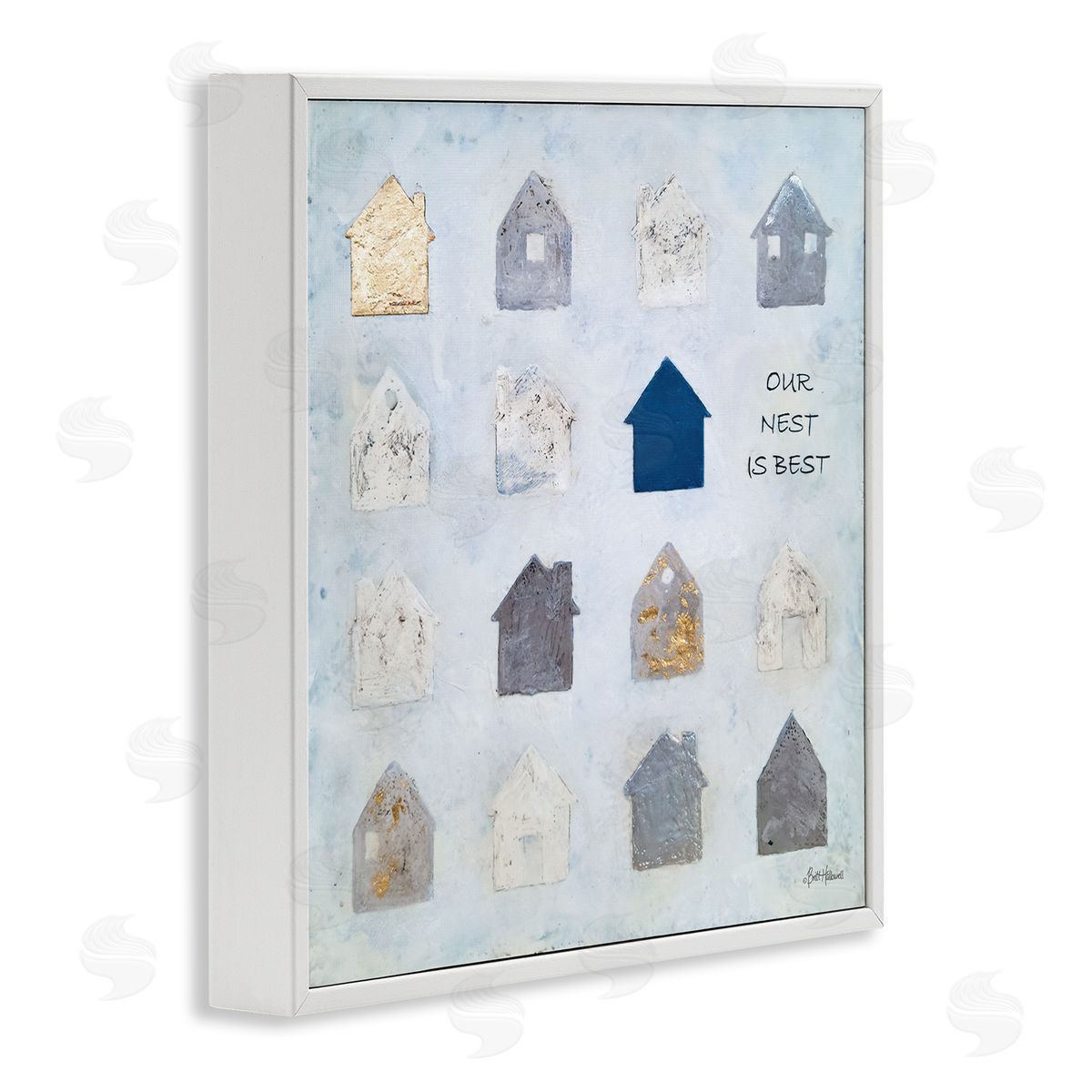 Britt Hallowell Our Nest is Best Farm House Icon Chart White Framed Glicee Wall Art Print