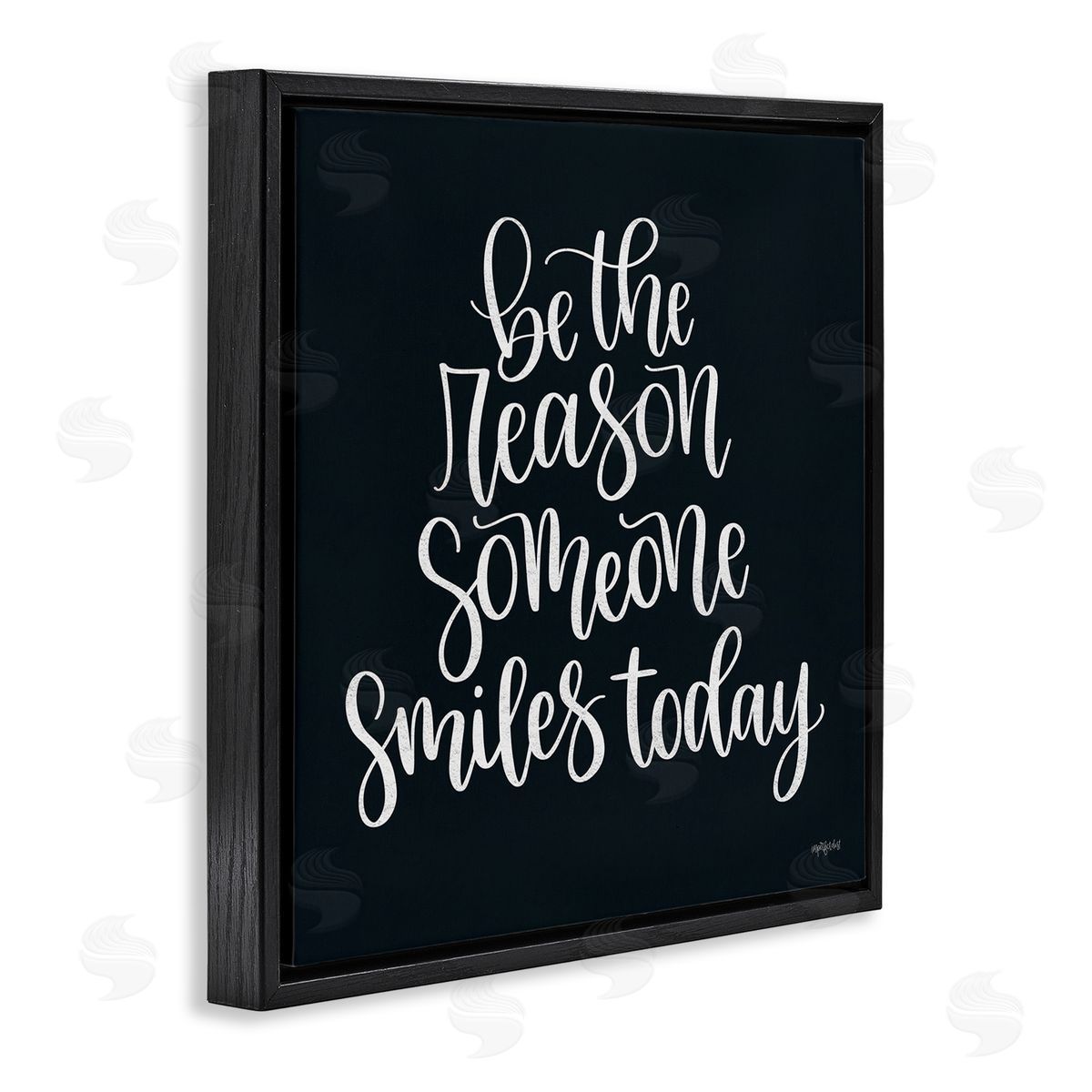 Imperfect Dust Be the Reason Someone Smiles Today Uplifting Phrase Black Floating Frame Canvas Wall Art Print