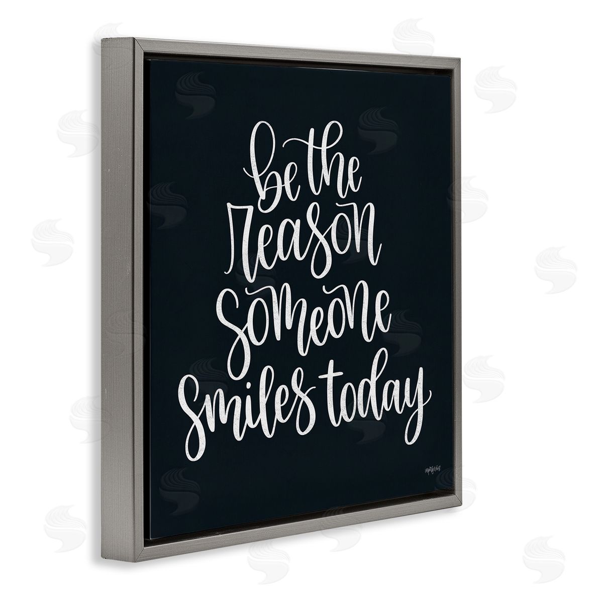 Imperfect Dust Be the Reason Someone Smiles Today Uplifting Phrase Gray Floating Frame Canvas Wall Art Print