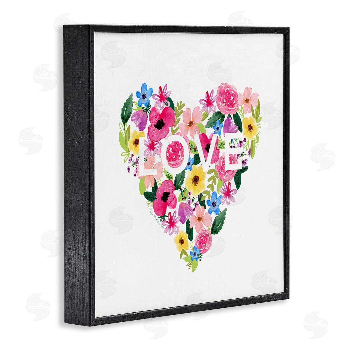Elizabeth Tyndall Vivid Heart Blossom Love Inspirational Minimalistic Sentiment Black Framed Glicee Wall Art Print
