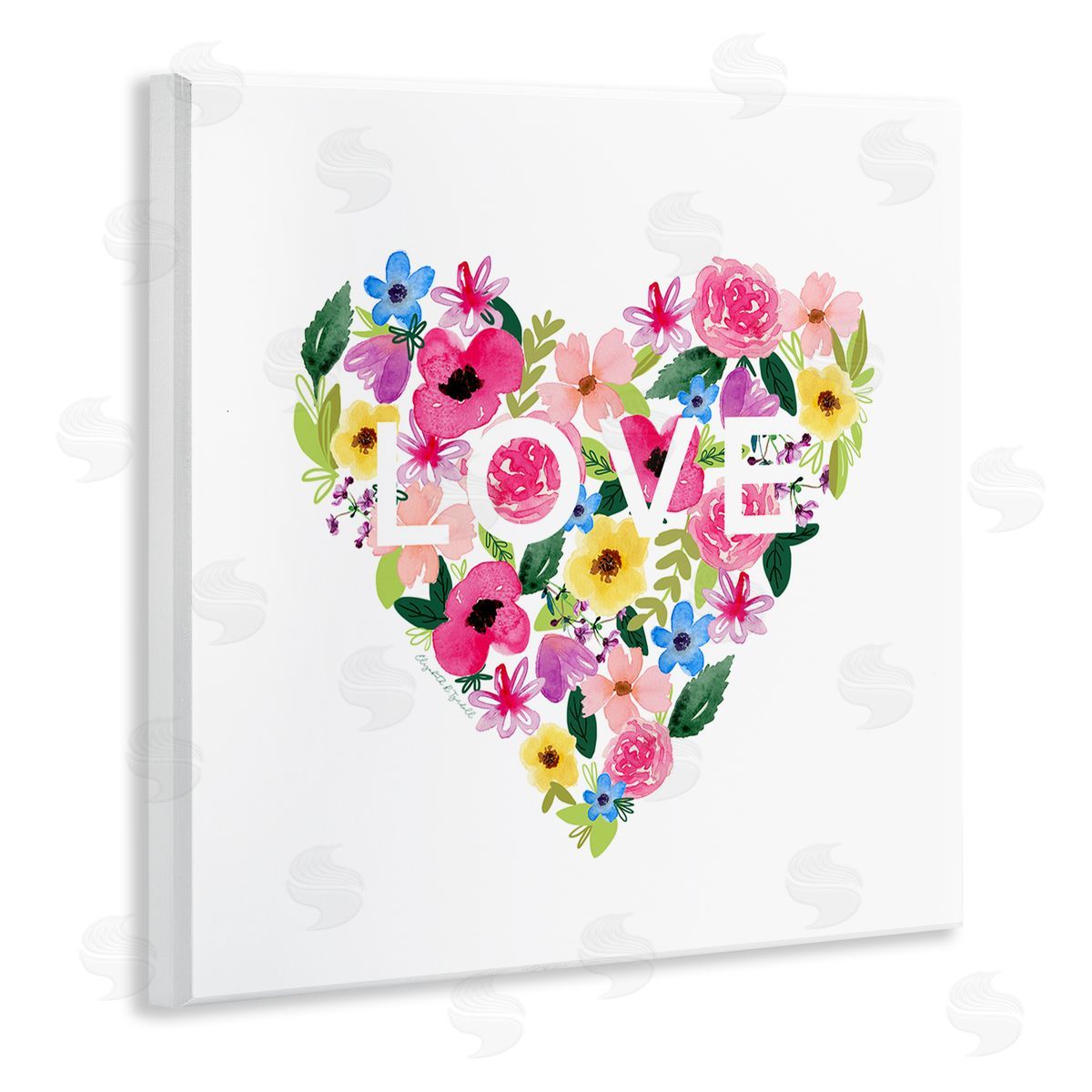 Elizabeth Tyndall Vivid Heart Blossom Love Inspirational Minimalistic Sentiment Wooden Wall Plaque Art Print