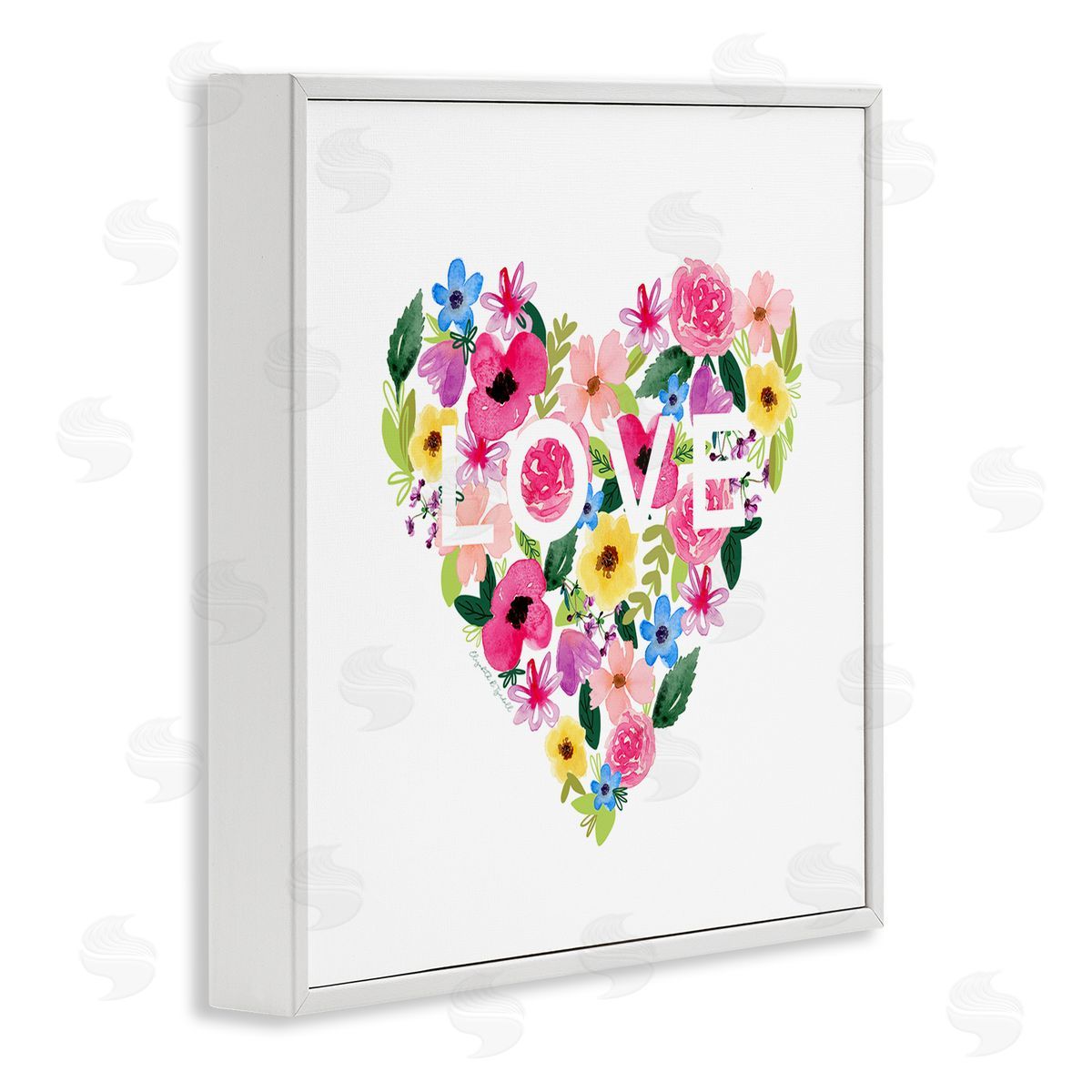 Elizabeth Tyndall Vivid Heart Blossom Love Inspirational Minimalistic Sentiment White Framed Glicee Wall Art Print
