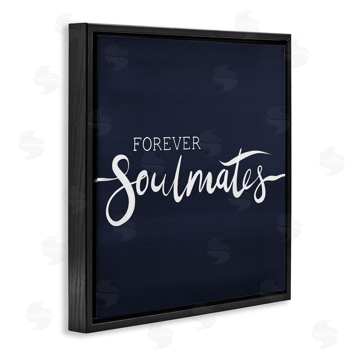 Jo Taylor Forever Soulmates Love Phrase Blue Gradient Background Black Floating Frame Canvas Wall Art Print