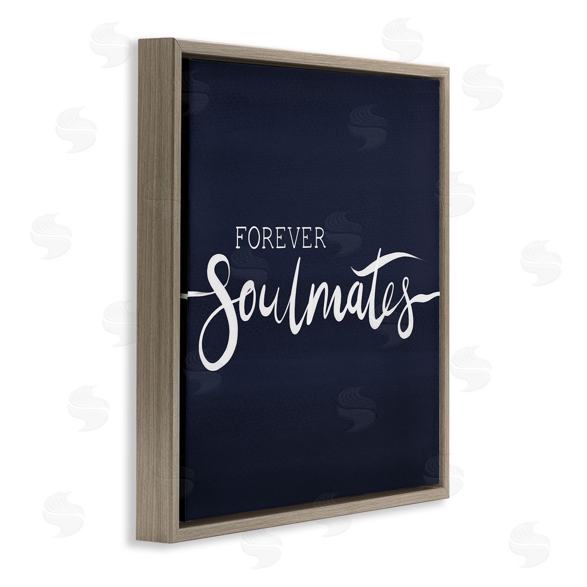 Jo Taylor Forever Soulmates Love Phrase Blue Gradient Background Brown Floating Frame Canvas Wall Art Print