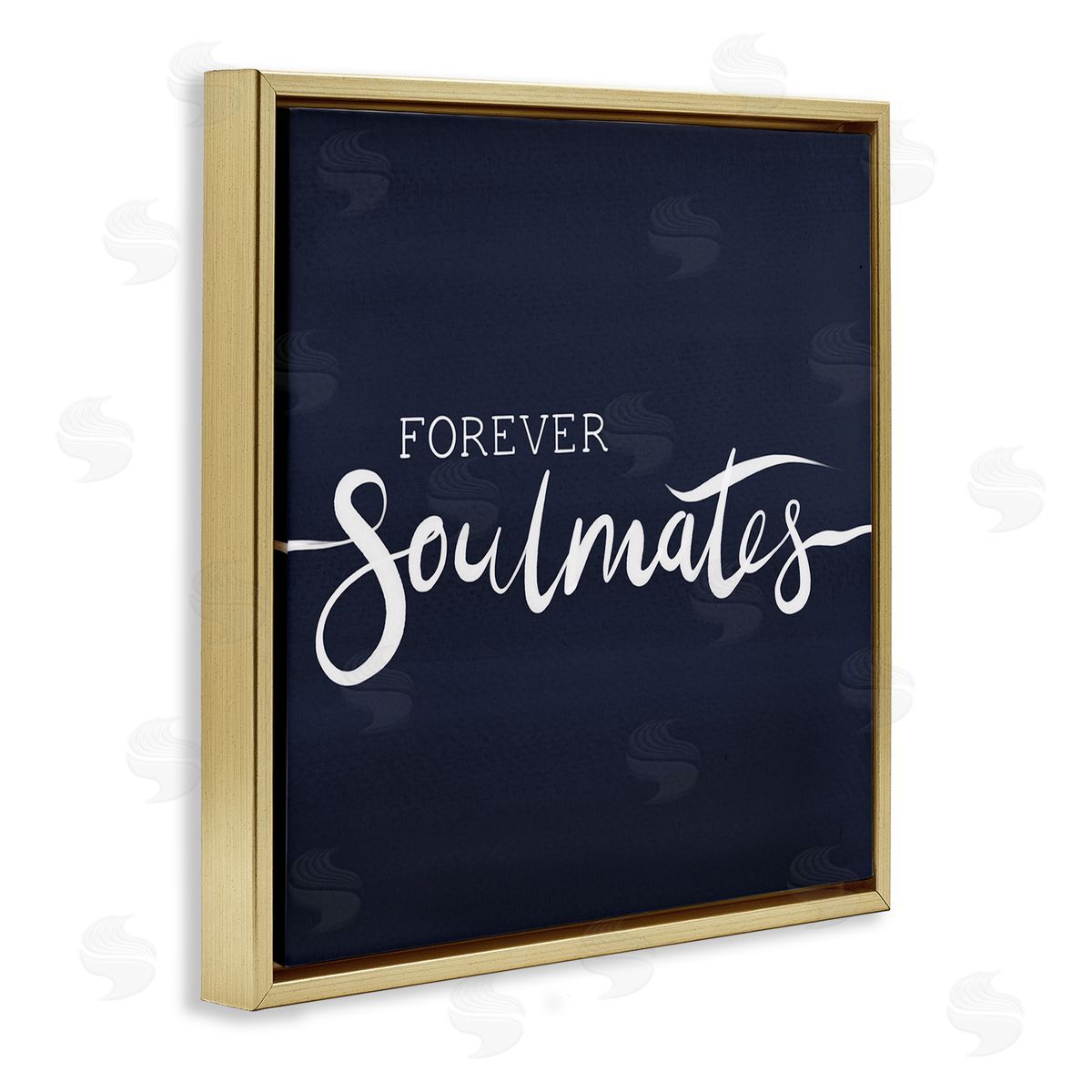 Jo Taylor Forever Soulmates Love Phrase Blue Gradient Background Gold Floating Frame Canvas Wall Art Print